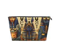 Ancient Egypt Tribe Series Printed Travel Cosmetic Bags with Silver Zipper Makeup Organizer Cosmetic Case Toiletry Bag for Women Mom Girls