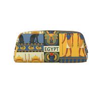 Ancient Egypt Tribe Series Printing Leather Pencil Pouch Pen Case Elegant and Practical Bag for Students Perfect for Office School