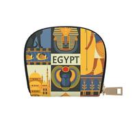 Ancient Egypt Tribe Series Prints Card Wallet for Women Men Cute Zipper Card Cases Holder Mini Coin Purse with 12 Card Slots