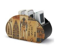 Ancient Egypt Tribe Series Remote Control Holder with 5 Compartment Organizer Box, Leather TV Remote Holder Organizer Caddy for Table, PU Leather Remote Box for Nightstand Office Desk Storage Box