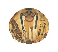 Ancient Egypt Tribe Series Shower Caps for Women Reusable Waterproof Shower Bonnet Large Elastic Bath Caps Double Layers Bathing Hair Caps Designed for all Hair Lengths with PEVA Lining