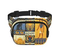Ancient Egypt Tribe Series Square Double Layer Waist Bag Belt - Unisex Everywhere Fanny Pack Purse with Adjustable Strap, Running, Travel, Black, One Size