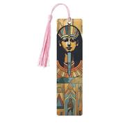 Ancient Egypt Tribe Series Wooden Bookmarks 5 Pcs,Handmade Double-Sided Printed Book Marks Page Markers with Pink Tassels Book Accessories Gift for Book Lovers Women Men