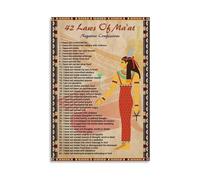Ancient Egyptian 42 Laws of Maat 2-Piece Canvas Wall Art, Goddess Ma'at Principles Print for Living Room & Bedroom Decor(Unframed,16X24inch(40X60cm))