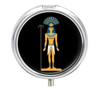 Ancient Egyptian Ancient God Pill Box 3 Compartment Small Portable Medicine Case Pill Organizer for Pocket Purse