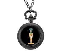 Ancient Egyptian Ancient God Vintage Pocket Watch Alloy Pendant Watches Necklace Gift for Men Women Black-Style
