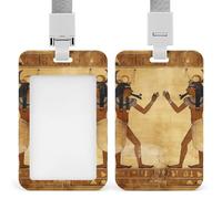 Ancient Egyptian Badge Holder with Lanyards Retractable Vertical Plastic Id Badge Holder Name Key Card Holders Case for Teacher Nurse Doctor Office Gift for Coworkers