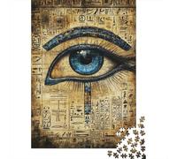 Ancient Egyptian Blue Eye 1000 Piece Jigsaw Puzzle Paper for Adults Symbolic Art Style Mysterious Relaxing Focus Home Decor 38x26cm/1000pcs