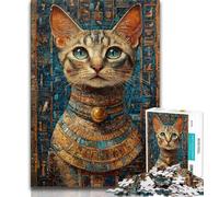 Ancient Egyptian Cat Jigsaw Puzzles for Adults 1000 Pieces,Challenging Game And Family Play for Is Ideal As A Gift for The Whole Family 50x75cm