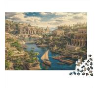 Ancient Egyptian Cities Along The Nile River 1000pcs (75x50cm) Erwachsenenpuzzle - Erwachsenenpuzzle DIY-Puzzlespielzeug