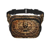 ancient Egyptian compass Square double - layer fanny pack with adjustable shoulder strap - travelling fanny pack - perfect for outdoor sports, Black, One Size