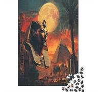 Ancient Egyptian Culture Jigsaw Puzzles. 38x26cm/1000pcs Full Moon Pyramids Whimsical Challenge Toy for Educational Games Gifts