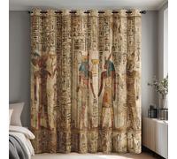 Ancient Egyptian Curtains Blackout 90 Drop, Hieroglyph Pharaoh Curtains Bedroom & Living Room Decor, Thermal Eyelet Window Drapes, 46x90 Inch 2 Panels