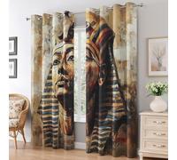 Ancient Egyptian Curtains for Bedroom Home Decor, Pharaoh Tutankhamun Blackout Curtains Living Room, Thermal Eyelet Window Drapes, 2 Panels 54 Drop, 66x54 (W x L) L-C&39