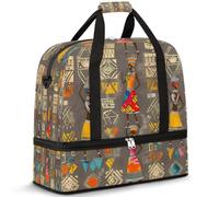 Ancient Egyptian Ethnic Women Travel Duffel Bag for Women Men, Foldable Sports Gym Bag Weekend Overnight Totes Carry on Cabin Bag with Shoes Compartment