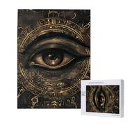Ancient Egyptian Eye God Black Hieroglyphs Abstract Personalised 500 Piece Wooden Jigsaw Puzzle For Adults, Custom Portrait Picture