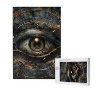 Ancient Egyptian Eye God Hieroglyphs Abstract Black Personalised 1000 Piece Wooden Jigsaw Puzzle For Adults, Custom Portrait Picture