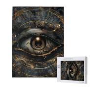Ancient Egyptian Eye God Hieroglyphs Abstract Black Personalised 500 Piece Wooden Jigsaw Puzzle For Adults, Custom Portrait Picture