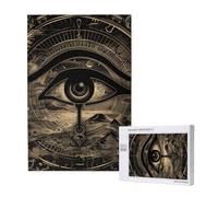 Ancient Egyptian Eye God Hieroglyphs Black Abstract Personalised 1000 Piece Wooden Jigsaw Puzzle For Adults, Custom Portrait Picture