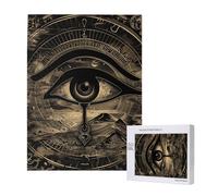 Ancient Egyptian Eye God Hieroglyphs Black Abstract Personalised 500 Piece Wooden Jigsaw Puzzle For Adults, Custom Portrait Picture