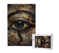 Ancient Egyptian Eye Hieroglyphs God Abstract Black Personalised 1000 Piece Wooden Jigsaw Puzzle For Adults, Custom Portrait Picture