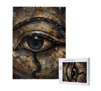 Ancient Egyptian Eye Hieroglyphs God Abstract Black Personalised 500 Piece Wooden Jigsaw Puzzle For Adults, Custom Portrait Picture