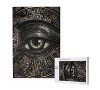 Ancient Egyptian Eye Hieroglyphs God Black Abstract Personalised 1000 Piece Wooden Jigsaw Puzzle For Adults, Custom Portrait Picture