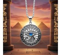 Ancient Egyptian Eye of Horus Eagle-Headed God Pendant Eye of God Necklace Men's Punk Retro Amulet Jewelry Gift