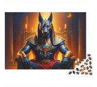 Ancient Egyptian God 1000Pc for Adults Gifts: Anubis on Golden Throne Educational Game Challenge & Brainteasing Activity 38x26cm/1000pcs