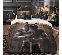 Ancient Egyptian God Comforter Cover 3D Design Printed Easy Care 3-Piece Bed Set Zipper mythical Figure Quilt Cover Ultra Soft Machine Washable for Teens Adults Women Kids Youth King（220x240cm）