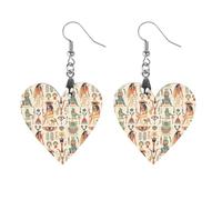 Ancient Egyptian God Earrings Wooden Dangle Earring Drop Earrings Pendants Craft for Women