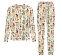 Ancient Egyptian God Pyjamas Set 2 Pieces Sleepwear Nightwear Long Sleeve Pajama Tops Pants Girls Boys 10-11Y