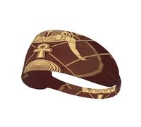 Ancient Egyptian God Thoth Ankh Scarab Symbol Hairband, Unisex Elastic Headband, Moisture Wicking Headband For Sports, Running, Yoga.