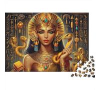 Ancient Egyptian Goddess 1000 Piece Jigsaw Puzzle Egyptian Queen Golden Portrait for Adults Educational Game Beautiful Decoration Challenge High Difficulty Birthday 38x26cm