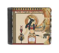 Ancient Egyptian Goddess Pattern Printed Bifold Wallet with Hidden Compartments Pocket Money and Credit Card Holder for Men Women