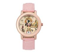 Ancient Egyptian Goddess Pattern Women's Wrist Watch Fashion Wristwatches with Pink Strap Gifts for Women Mother Wife Birthday