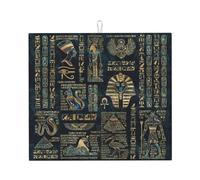 Ancient Egyptian Gods and Hieroglyphs Dish Drying Mat 16" x 18"in,Absorbent Microfiber Kitchen Countertop Table Protector,Multi-Purpose Counter Rack Sink Drainer Pad
