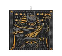 Ancient Egyptian Gods Anubis Dish Drying Mat 16" x 18"in,Absorbent Microfiber Kitchen Countertop Table Protector,Multi-Purpose Counter Rack Sink Drainer Pad