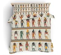 Ancient Egyptian Gods Super King Bedding Set - Ancient Egypt Reversible Quilt Cover - Microfiber Washable Easy Care Duvet Cover 260 x 220 with 2 Pillowcases Q5z139W