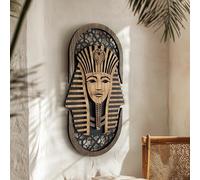 Ancient Egyptian Gods Themed Abstract Wood Wall Art - Tutankhamun, Anubis, Cleopatra Wall Decor, Handmade Decorative Artwork, Modern Home and Office Decoration (Tutankhamun)