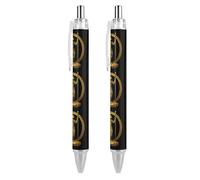 Ancient Egyptian Golden Pharoah Coin Retractable Ballpoint Pen Black Ink Ball Point Pen Work Pens 2 PCS