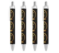 Ancient Egyptian Golden Pharoah Coin Retractable Ballpoint Pen Black Ink Ball Point Pen Work Pens 4 PCS