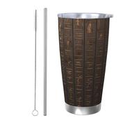 Ancient Egyptian Hieroglyph 20oz Insulated Stainless Steel Tumbler With Lids And Straws, Double Wall Vacuum Travel Coffee Mug, Thermal Cup For Cold & Hot Drinks, Reusable Metal Straw & Brush
