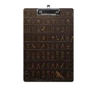 Ancient Egyptian Hieroglyph Acrylic Clipboard A4, Durable Smooth Writing Board with Metal Clip, Portable Wall Mountable Document Clip Board for Office Classroom Nurses and Teachers