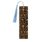 Ancient Egyptian Hieroglyph Bookmark Vintage Wooden Bookmark with Tassel Book Mark for Women Men Reading Page Markers Gifts for Book Lovers