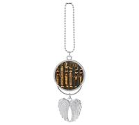 Ancient Egyptian Hieroglyph Car Pendant, Rear View Mirror Hanging Ornament, Auto Decor for Rearview Mirror, Keychain Silver-Style