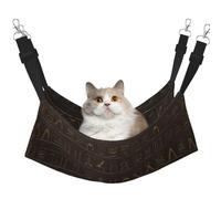 Ancient Egyptian Hieroglyph Cat Hammock for Cage Hanging Soft Pet Hammock Bed with Adjustable Straps and Metal Hooks Reversible Double Sided Hanging Bed Soft Sleeping Hammock for Cats