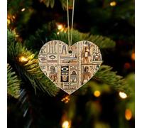 Ancient Egyptian Hieroglyph Christmas Ornaments - Farmhouse Xmas Hanging Ornaments for Christmas Tree Decorations, Rustic Holiday Love Pendant Decor and Gift Party Tags