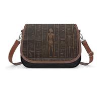 Ancient Egyptian Hieroglyph Crossbody Bag for Women Leather Crossover Shoulder Handle Bag with Adjustable Strap Hobo Handbag Large Capacity Purse Work Handbag for Daily Outdoor