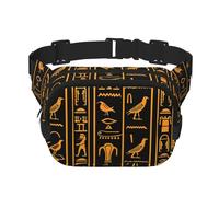 Ancient Egyptian Hieroglyph Double Layer Waist Bag Pack Vintage Bum Bag Fanny Pack for Men Women, Adjustable Belt Bag for Travel Hiking Running Cycling Festival
